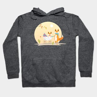 Mother Fox And Baby Fox In Carriage Hoodie